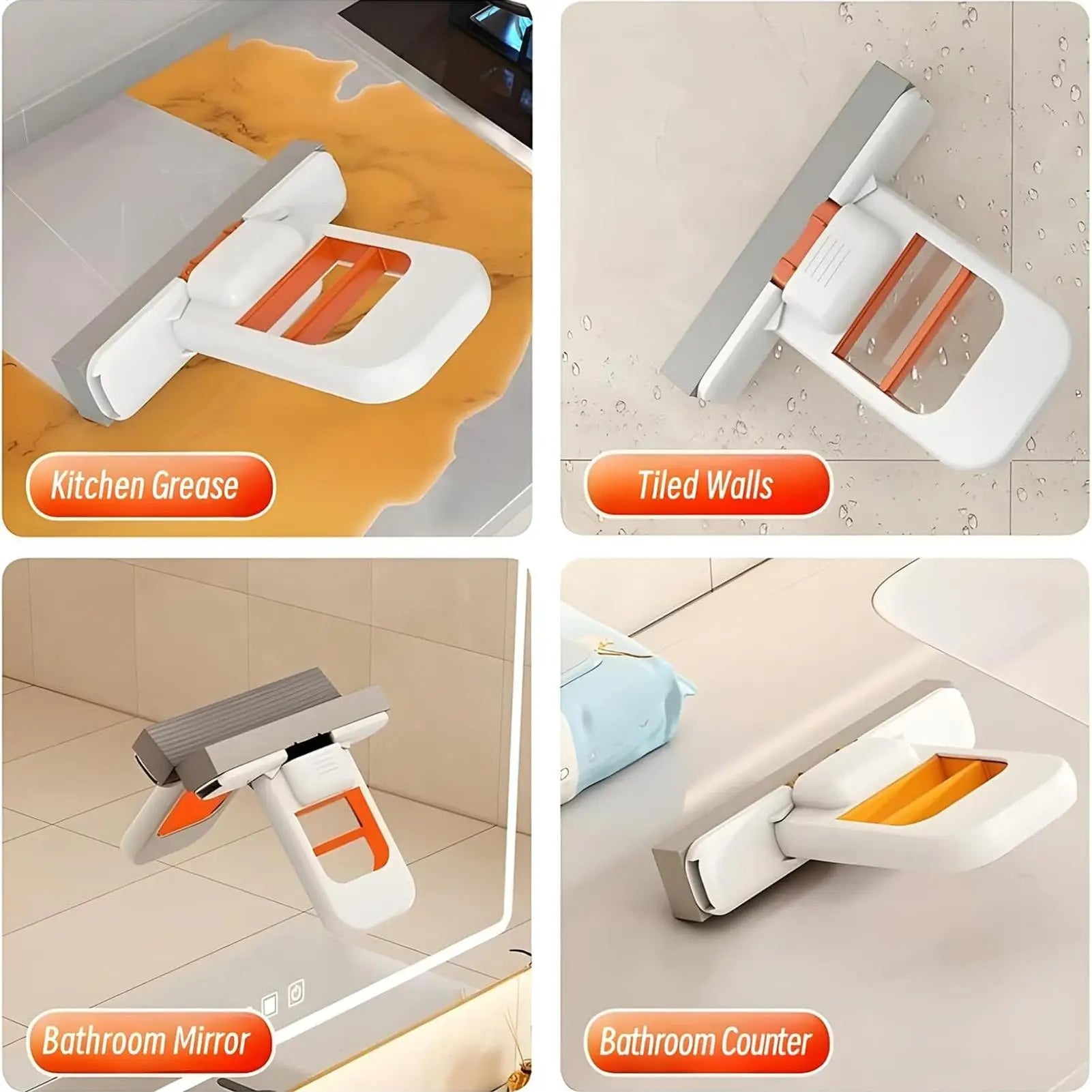Self-Squeeze Desktop Duster Mop Hands-Free Narrow Space Mop Handheld Sponge Mops for bathroom Kitchen wet and dry cleaning