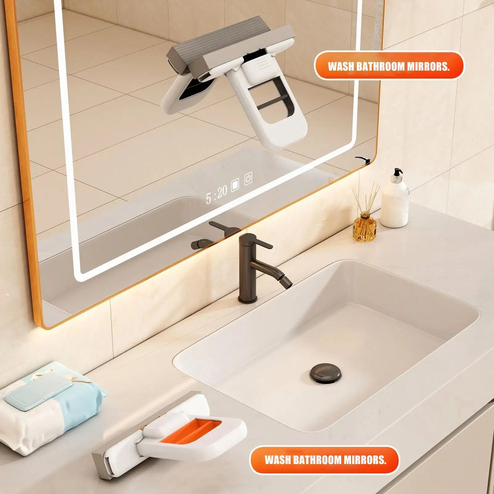 Self-Squeeze Desktop Duster Mop Hands-Free Narrow Space Mop Handheld Sponge Mops for bathroom Kitchen wet and dry cleaning